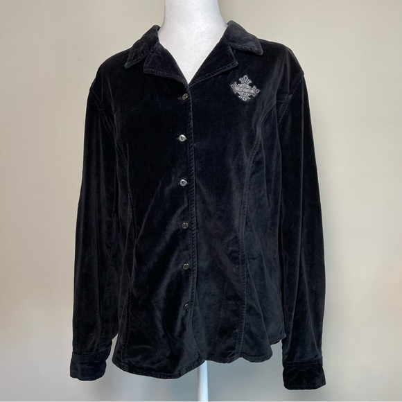 Vintage Harley Davidson Velvet Button Front Embroidered Shirt - Picture 4 of 9